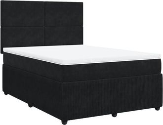 vidaXL Cama Box Spring Con Colch&oacute;n Terciopelo Negro 140x190 Cm Vidaxl