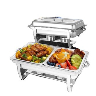 OEM Juego De Recipientes Calientaplatos De Acero Inoxidable Con Control De Temperatura, 2 Paquetes De 1/2 Gn