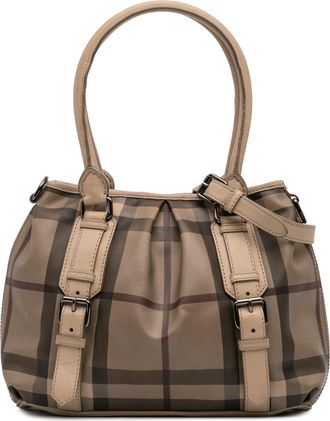 Burberry Pre-owned Womens Plaid Satchel Bag - Tan