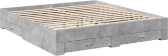 vidaXL Cama con cajones madera ingeniería gris hormigón 200x200 cm Vidaxl