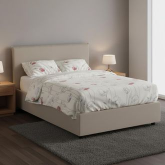 Dmora Dmora - Cama De Plaza Y Media Dacero, Cama Contenedor Con Tapizado En Ecopiel, 100% Made In Italy, Apertura Frontal, Adecuado Para Colch&oacute;n Cm 120x200,