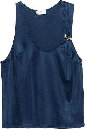 Elisabetta Franchi Blauwe Jersey Top met Juweel Detail - Dames - Tops zonder mouwen - Blauw - S - Tops
