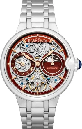 Earnshaw Barallier Sun Moon Dual Time Automatic Red Dial Mens Watch ES-8242-88