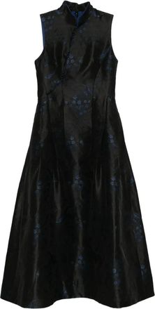 Shiatzy Chen jacquard midi dress - women - Polyester/Mulberry Silk/Mulberry Silk - 44 - Black
