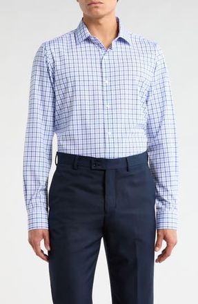 Nautica Slim Fit Check Print Dress Shirt in White/Navy at Nordstrom Rack, Size 14.5 - 32/33