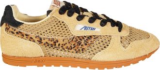 Autry Beige Suede Leopard Print Sneakers