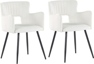Beliani Beliani - Conjunto De 2 Sillas De Comedor De Terciopelo Blanco Crema Negro Respaldo Sanilac