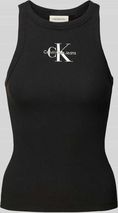 Calvin Klein Jeans Tanktop mit Label-Stitching und Rundhalsausschnitt in Black, Größe XS
