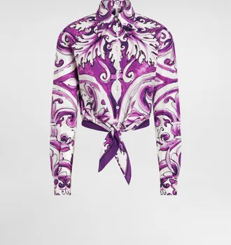 Dolce & Gabbana Majolica-print Poplin Shirt - Woman Shirts And Tops Multicolor 38