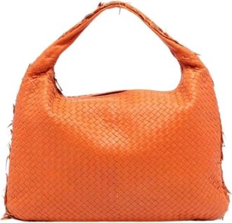 Bottega Veneta Pre-owned Shoulder Bags, female, Orange, Size: ONE SIZE Pre-owned Woven Hobo Bag