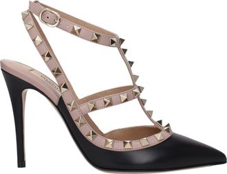 Valentino Garavani Sandali Rockstud Donna Pelle Nero/Rosa Polvere