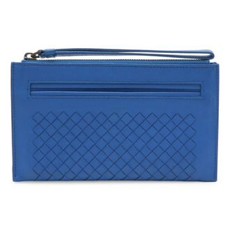 Bottega Veneta Blue Intrecciato Clutch Bag (Pre-Owned)