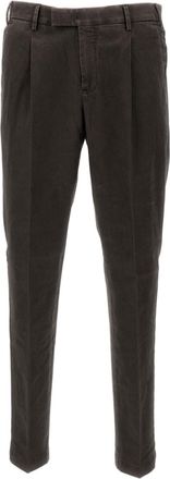 PT01 Cotton Straight-Leg Trousers With Pleated Detailing