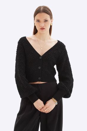 Chrldr Noemy Textured Cardigan Sweater In Black