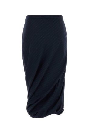 Balenciaga 831231tst24 4100 Dark Navy Exterior: Wool Lining: Cupro Gonne Skirt