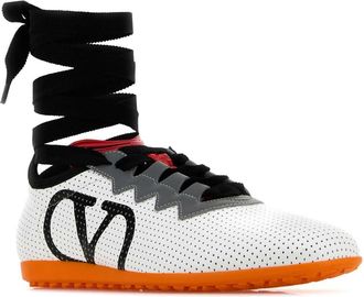 Valentino Garavani Womens White Nappa Leather Chromathon Sneakers Biancogrigioneromattpumpkin