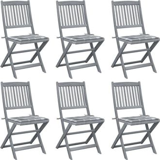 vidaXL Vidaxl - Sillas De Jard&iacute;n Plegables 6 Uds Cojines Madera Maciza Acacia