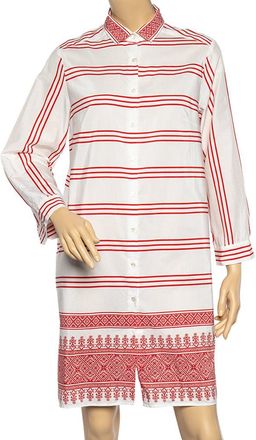 Max Mara White-Red Printed Cotton Short Shirt Dress