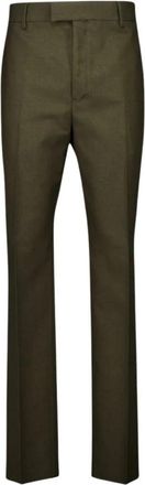Ferragamo Groene Wol Maatwerk Broek - Heren - Straight fit broeken - Groen - M - Wol - Broeken