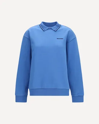 Miu Miu Crewneck Sweatshirt with embroidered logo and collar Female XS