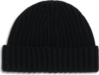 Prada Womens Virgin Wool Beanie Hat Nero Fleece Ovis Aries E Hairbands