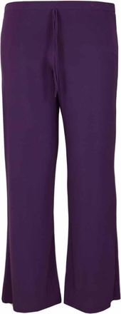 Purple Hanger New Womens Plain Wide Leg Casual Trousers Ladies Stretch Fit Tie Trim Palazzo Pants Plus Size Purple Size 26 - 28
