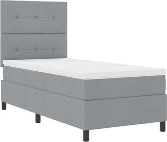 vidaXL Cama Tipo Box Spring Con Colch&oacute;n Gris Claro 90 X 200 Cm Tela Vidaxl
