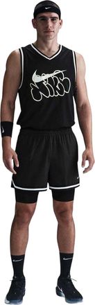 Nike Heren 2 in 1 Basketbal Shorts (Zwart/Wit)