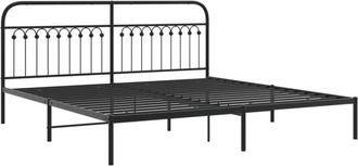 vidaXL Metal Bed Frame without Mattress with Headboard Black 200x200cm Vidaxl