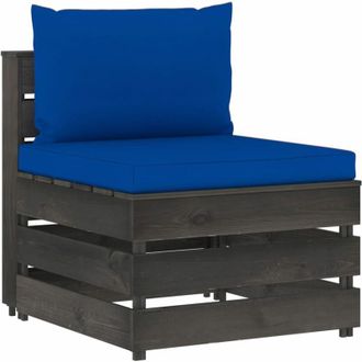 vidaXL Sof&aacute; Central Seccional Con Cojines Madera Impregnada Gris Vidaxl