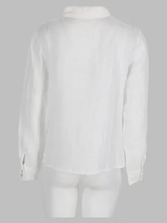 120% Lino Linen Knot Shirt - White