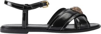 Kurt Geiger Schoenen, Dames, Zwart, 40 EU, Leer, Orson Cross Flat Sandal