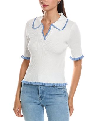 Nanette Lepore Scallop Trim Polo Sweater