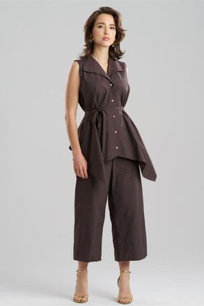 Natori Techno Poplin Sleeveless Handkerchief Hem Shirt in Dark Brown at Nordstrom, Size X-Small