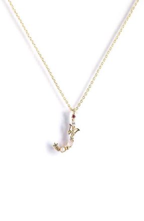 Girls Crew Flutterfly Initial Necklace in Gold at Nordstrom