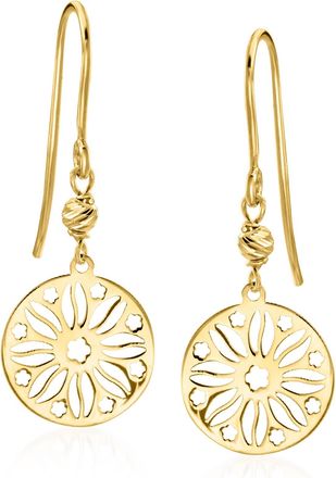 Canaria Canaria Italian 10kt Yellow Gold Sunflower Ricami Drop Earrings