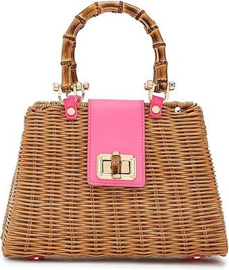 Lilly Pulitzer Leena Top Handle Bag Clutch Womens Handbags Cherry Blossom Pink X Honey, Synthetic