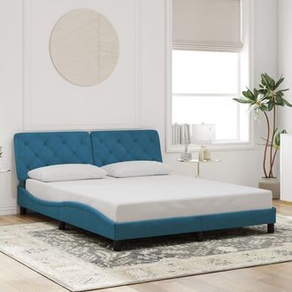 vidaXL Estructura De Cama Con Cabecero Terciopelo Azul 160x200 Cm Vidaxl