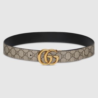 Gucci GG Marmont Reversible Belt, Beige, GG Canvas