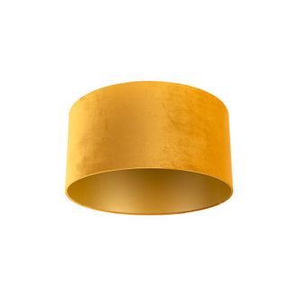 QAZQA Velvet Lampshade Yellow 50/50/25 with Gold Interior