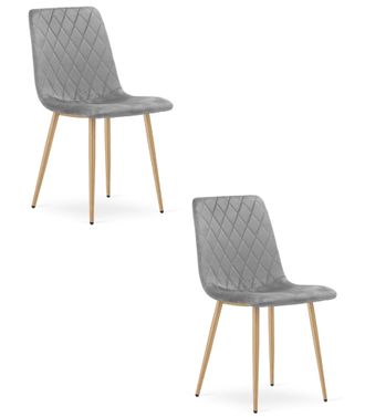 OEM Silla Turin - Terciopelo Gris Claro / Patas Color Madera X 2