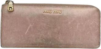 Miu Miu Pre-owned Leather Portemonnee - Dames - Vintage Accessoires - Beige - ONE Size - Leer - Vintage