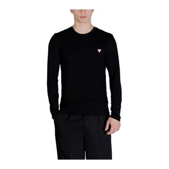 Guess Long Sleeve Tops, male, Black, Size: L Long Sleeve Round Neck T-Shirt