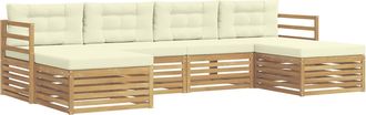 vidaXL Conjunto De Sof&aacute;s De Exterior 6 Uds. Blanco Y Crema Vidaxl