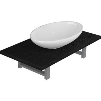 vidaXL vidaXL Two Piece Bathroom Furniture Set Ceramic Black