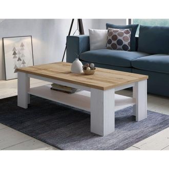 Dmora Mesa De Centro Carlazzo, Un Compartimento, Forma Rectangular, Tonalidad Superficie Roble Gris, 130x67x41h Cm Roble Gris Gris