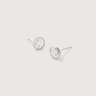 Monica Vinader Sterling Silver Diamond Essential Large Stud Earrings Diamond