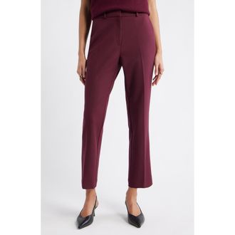 Nordstrom The Lena Slim Cropped Trousers in Burgundy Royale at Nordstrom, Size 00