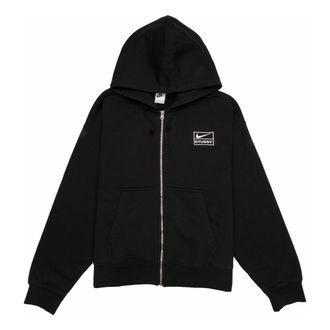 Nike x Stussy SS24 Full-Zip Fleece Hoodie Black White FJ9175-010