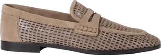 Brunello Cucinelli Sprankelende net loafers van leer - Dames - Loafers - Beige - 39 1/2 EU - Leer - Schoenen